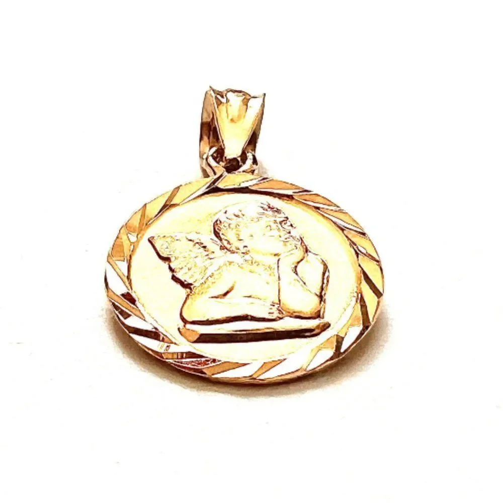 14k solid gold baby angel pendant | Real Gold Religious Jewelry | gift | Angel |